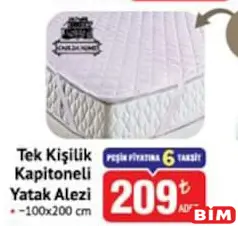 TEK KİŞİLİK KAPİTONELİ YATAK ALEZİ 100X200 CM fiyat ve kampanya bilgisi
